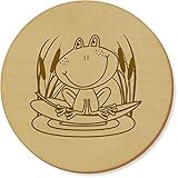 Azeeda 6 x 'Rana Feliz' 95mm Redondo De Madera Posavasos (CR00075867)