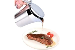 GIRAFEDA Saucière en Acier Inoxydable Saucière Isotherme Saucière Double Paroi Pichet à Sauce Thermique Saucière avec Couvercle Cruches à Sauce Thermique Saveur Pot à Sauce pour Cuisine Sauce