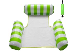 Ynredee Inflatable Water Hammock,Pool Float Lounger,Swimming Pool Water Floating Chair,Portable Inflatable Rafts Bed Air Sofa with Manual Pump (Green)