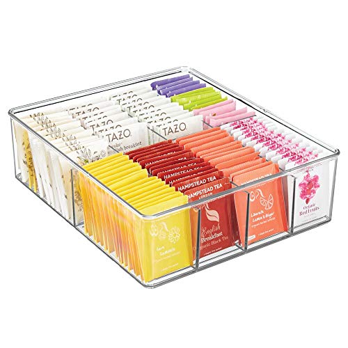 mDesign Boite de Rangement empilable - Panier de Rangement en Plastique à 8 Compartiments pour la Cuisine - Rangement de Cuisine Moderne pour soupes en sachets, épices, thé, etc. - Transparent