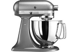 KitchenAid Batidora amasadora - Artisan - Robot de Cocina con Cabezal Inclinable - Amasadora con 3 Accesorios - Batidora de repostería con Bol de Acero Inoxidable - 4,8 L - Argento