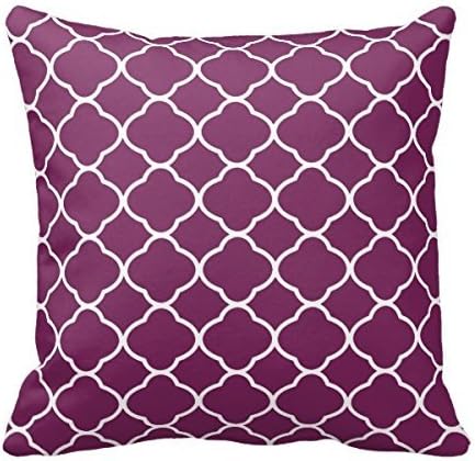 Funny Wholesale Plum Purple And White Quatrefoil Toss Cotton Linen Decorative Throw Pillow Cover Cushion Cover 18 X18 inch cushion.