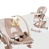 ÜBERALL DABEI - Dank der höhenverstellbaren Aufsätze, kann Ihr Kind an jedem Tisch dabei sein. Das Transportieren wird Ihnen durch die Rollen leicht gemacht. Möchten Sie Patz sparen, können Sie den Hochstuhl einfach zusammenklappen.