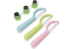 Goodchef set de 6 éplucheurs pour enfants pour couper les fruits, les légumes et plus encore, sans danger pour les mains, comprend un coupe-biscuit vert et un éplucheur pour enfants.