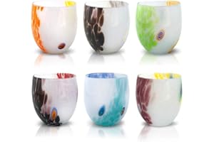 MAZZEGA ART & DESIGN - 6 Verres à eau Light en verre soufflé et travaillé à la main avec des Murrines de Murano, ligne « Les Couleurs de Murano » 320 ml. Fabriqué en Italie