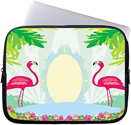 Okoukiu 13- Inch A Pair Of Flamingos Zipper Neoprene Laptop Sleeve Briefcase Handbag Sleeve Case Bag For All 13" Laptop Notebook Chromebook &amp; Macbook Air 13 &amp; Pro 13