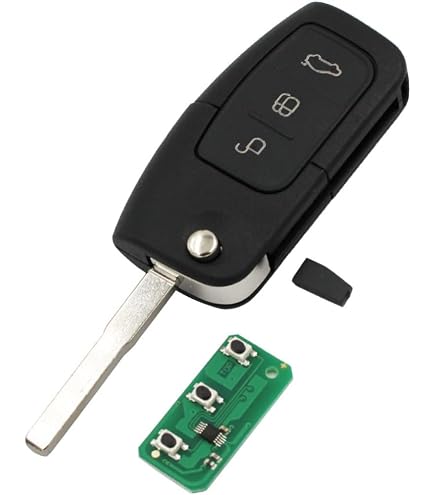 EMSea 2 Telecomandi Chiave Auto 433 MHz 3 Pulsanti - Compatibili Ford Transit MK6 (2000-06), Connect (2002-07), Maverick - Con Batteria