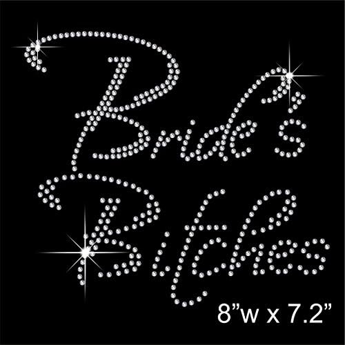Bride's Bitches - Hen Stag Party Hotfix Rhinestone Diamante Iron on Transfer Motif Applique