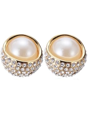 TAOTAOHAS Damen Modeschmuck OhrStücker Ohrringe mit Kristall Weiß 18K Gold Champagne, Perle Schönheit Nickelfrei