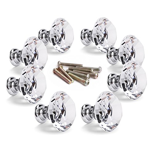 Preisvergleich Produktbild Möbelgriffe, CAMAL 8pcs Kristallglas Möbel Schublade Türknöpfe Griffe 30mm