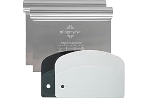 Midgreyeye 4 Pezzi Taglia Impasto Con Scala Graduata In Acciaio Inox, Raschietto Per Pasta,tarocco Per Impasti Multiuso,Spatola tagliapasta Per Torte, Pizza, Torte, Dough(15 * 12,5+13,5 * 9,1cm)