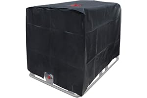 ECD Germany Lona para Tanque Agua IBC 120x100x116cm 1000l Cobertura Negra Protectora de HDPE para Contenedor Protección Ideal Ante Rayos UV Funda de Cisterna Impermeable Cubierta Anti Lluvia