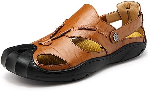 Men's Leather Fisherman Sandals Casual Outdoor Sports Shoes Summer Beach Closed-Toe Sandals