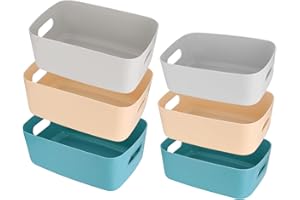 Jttxiu 6 Stück Home Aufbewahrungsbox, Aufbewahrungsfach, Kunststoffkorb Container Boxen, Aufbewahrungsboxen Organizer für Küche, Regale, Schubladen, Wäscheschränke Boxen (Farbe)