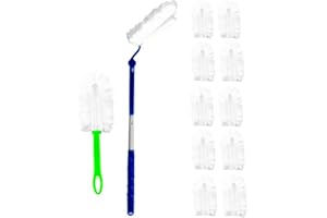 JEBBLAS Fluffy Dusters Kits Extendable Flash Dust Magnet Disposabel Gap Cleaning Duster for Household, Office, Car, 2 Handles with 12 Duster Refills