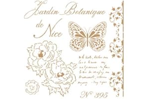 TODO-STENCIL Pochoir Deco Vintage Composition 209 Botanique Nice Dimensions : Pochoir 25 x 25 cm Dimensions du motif : 21 x 21 cm