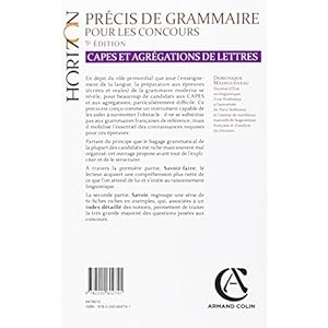 Précis de grammaire pour les concours - 5e éd. - Capes et Agrégations de Lettres Livre en Ligne - Telecharger Ebook