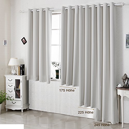 WOLTU #329 Gardine Vorhang blickdicht , Verdunkelungsvorhang Thermovorhang mit Ösen , schwere Ösenschal Verdunkelungsgardine , 135x225cm , Dunkelgrau - 7