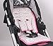 Minene UK Reversible Pushchair Liners and Strap Set (Pink Flowers with White Dots)