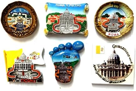 SET 3C - 6 PIECES FRIDGE MAGNETS MAGNET FOR SOUVENIR OF ROME Rome Souvenir From Italy COMPOSIZIONE 3C - 6 PEZZI DI CALAMITE MAGNETE PER FRIGO SOUVENIR DI ROMA Souvenir From Italy Rome