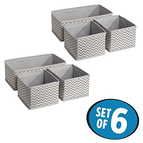 mDesign Stoffbox für Schrank oder Schublade, 6er Set – die ideale Aufbewahrungsbox (Stoff) – flexibel verwendbare Stoffkiste - 6