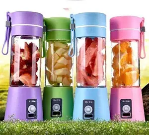 TSK ENTERPRISE Portable Electric USB Juice Maker Juicer Bottle Blender, Grinder Mixer, 4 Blades Rechargeable Bottle with Uses For Travel Tracking, Make Protine Shake (Multicolor)