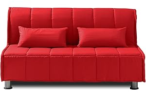 EVERGREENWEB MATERASSI & BEDS EVERGREENWEB Divano Letto 3 Posti con Materasso Matrimoniale 160x190 Ortopedico, Prontoletto RICHIUDIBILE con Rivestimento SFODERABILE e Lavabile, Coppia Cuscini SUPERSOFT Abbinati color Rosso EVENING