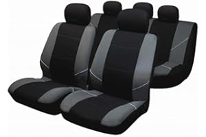 UKB4C Black/Grey Full Set Front & Rear Car Seat Covers for Universal Fit