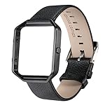 For Fitbit Blaze, bayite Accessory Leather Watch Straps with Steel Frame, Large Small