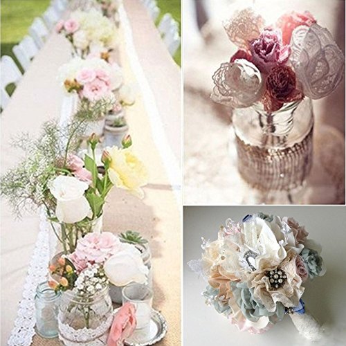 IBuyi Vintage Blumenspitze der Rollenspule Stoff 15cmx22m (6“x 24Y), Tutu Tüll Blumen Net Tischläufer Spitze / Stuhl-Schärpe für Hochzeit Festival-Ereignis – Romantic Moment Tischdekoration (Rosa) - 7