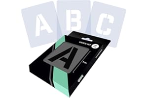 QBIX Letter Stencil Set, Alphabet Stencil, Uppercase Stencil Font, Letters Height 5cm / 2" - Reusable Kids Friendly DIY Stencil for Painting, Crafts, Wall, Furniture