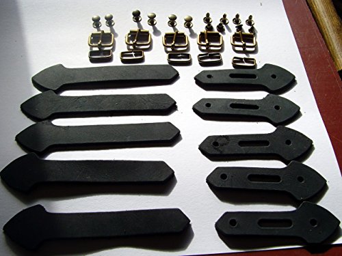Lederriemen Set mit Schnalle Messing Nieten 5 Pack zum selber basteln 20mm Farbe Schwarz - 2