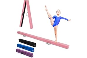 RELAX4LIFE Poutre Gymnastique Pliable 210 cm en Finette avec Pieds Surélevés, Poutre Gym au Sol Portable avec Poignées de Transport, Gymnastique Materiel pour Enfants et Adultes