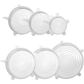 Silikon Stre&ccedil; Kapak Seti, Gıda Saklama Kabı Kapağı, Plastik, &Ccedil;ok Renkli, 6'lı Set, Elde Yıkanabilir