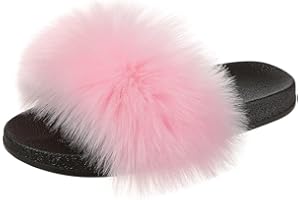 Nasogetch Pantofole Donna Peluche Ciabatte con Pelo Pelose Estive Sandali Pelliccia Ecologica