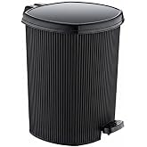 1 Adet Ultra Lux Kalite Pedallı &Ccedil;&ouml;p Kovası 20 litre Grande Siyah &Ccedil;izgili Desen İ&ccedil;inde &Ccedil;ıkabilen Extra Kovası Mevcut 39x32