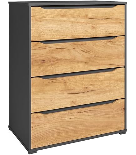 Commode 4 Tiroirs AKORD 60x99x40 Cm - Blanche Moderne Pour Salon Ou Chambre