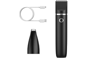 ORIA Cortapelos para mascotas, 2 en 1, recargable por USB, IPX7, resistente al agua, cortapelos para mascotas, silencioso, con 2 cabezales para pata, orejas, cara, color negro
