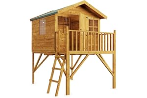 BillyOh 6x5 Childrens Wooden Playhouse Tower Kids Toys Play Wendy House Climbing Frame for Outdoor, Lollipop Junior Tower