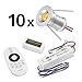 Produktbild LUXVENUM | 10x dimmbare, Mini LED Spots IP67 | 2W statt 25W | 230V anschlussfertiges Funkdimmer Komplett-Set | 3000 Kelvin 120 Lumen | Mikro Spots aus Aluminium mit je 3m Teflonkabel | Unbegrenzte Nutzungsmöglichkeiten: Terrasse, Möbel, Garten, Decke, Boden, Wand, etc. | 10er Komplett-Set warmweiß 3000K