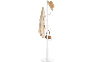 SONGMICS HOME Perchero en Forma de Cactus, Perchero, 8 Ganchos con Extremos hacia Arriba, 175,3 cm de Altura, para Ropa, Sombreros, Bolsos, Blanco Nube RCR039W01