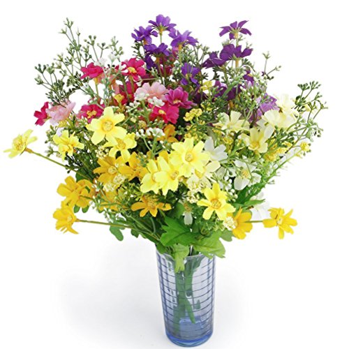 ROSENICE SeideBlume Blumenstrauß Kunstblumen Künstliche Cineraria für Hochzeit Party Fest Haus Büro Bar Dekor - 6