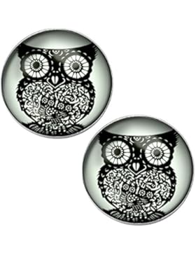 Unisex Ohrstecker, nachtleuchtend, Motiv Eule, aus Edelstahl