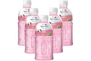GENERIC Mogu Mogu Varied Flavored Drinks - Nata De Coco Juice - Jelly Texture - Refreshing Taste - Fun Drinking During Hot Summers Or Take Them on Trip & Picnics (Lychee 330ML, Pack of 5)