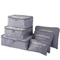 Styleys Travel Storage Clothes Bag Luggage Case Bag Suitcase Underwear Organizer Make Up Organizer Bag,Grey,6Pcs/1Set Polyest