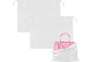 SHUOHONG 2 Pezzi Sacchetti per La Polvere per Borse, Porta Scarpe da Viaggio, Borsa Porta Scarpe da Viaggio, Borse Antipolvere, Sacchetti per Valigia, Dust Bag per Borsa, Sacchetti Tessuto (Bianco)