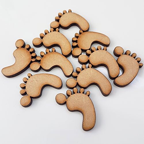 25x 20mm Wooden Baby Feet Shapes Blank Embellishment - Arts and Craft scrapbooking Baby Cards