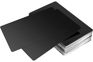 CHEUKYIU 150 sztuk metalowych wizytówek, 0,21 mm, czarne, grawerowane laserowo, aluminiowe półfabrykaty do grawerowania, do domu, biura, dla klientów, karty podarunkowe, 86 x 54 mm, 86 x 54 mm