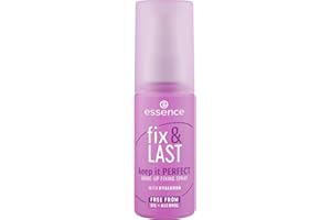 ‎ESSENCE COSMETICS essence fix & LAST keep it PERFECT MAKE-UP FIXING SPRAY, Transparent, fixierend, natürlich, strahlend frisch, vegan, ölfrei, ohne Parfüm, ohne Alkohol, 1er Pack (50ml)