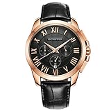 SSQ-CXO Herren Quarzuhr Mode Lederband Runde Alloy Dial Multifunktions-Kalender 30 Meter wasserdichte Uhr